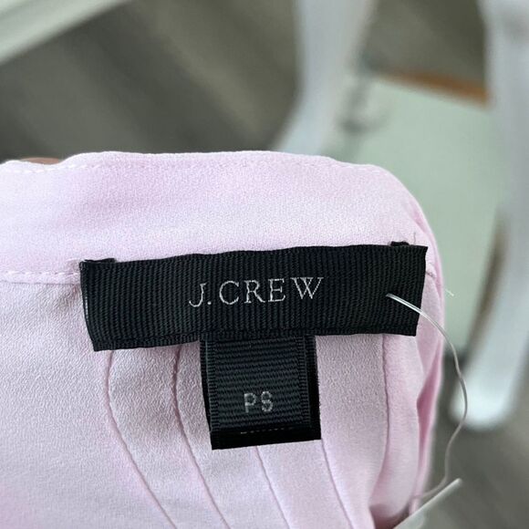 J Crew Women Size S Petite Pink Pleated Pintuck Sheer Chiffon Blouse NEW Top Tie - Picture 15 of 16